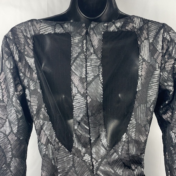 LE CHÂTEAU WOMAN MIDI LONG SLEEVE SEQUIN BLACK DRESS - Picture 15 of 15